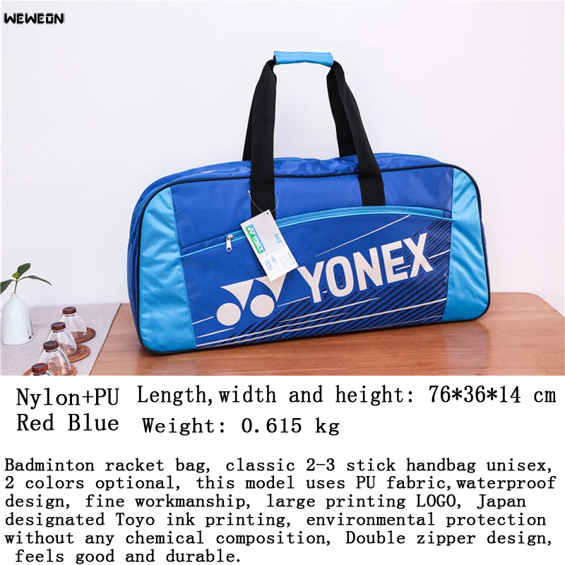 Gran capacidad de raqueta de tenis bolsa de Nylon impermeable 3-4 piezas directo deportes de raqueta bolso de la PU DE LA Multi-capa raqueta de Bádminton deporte bolso