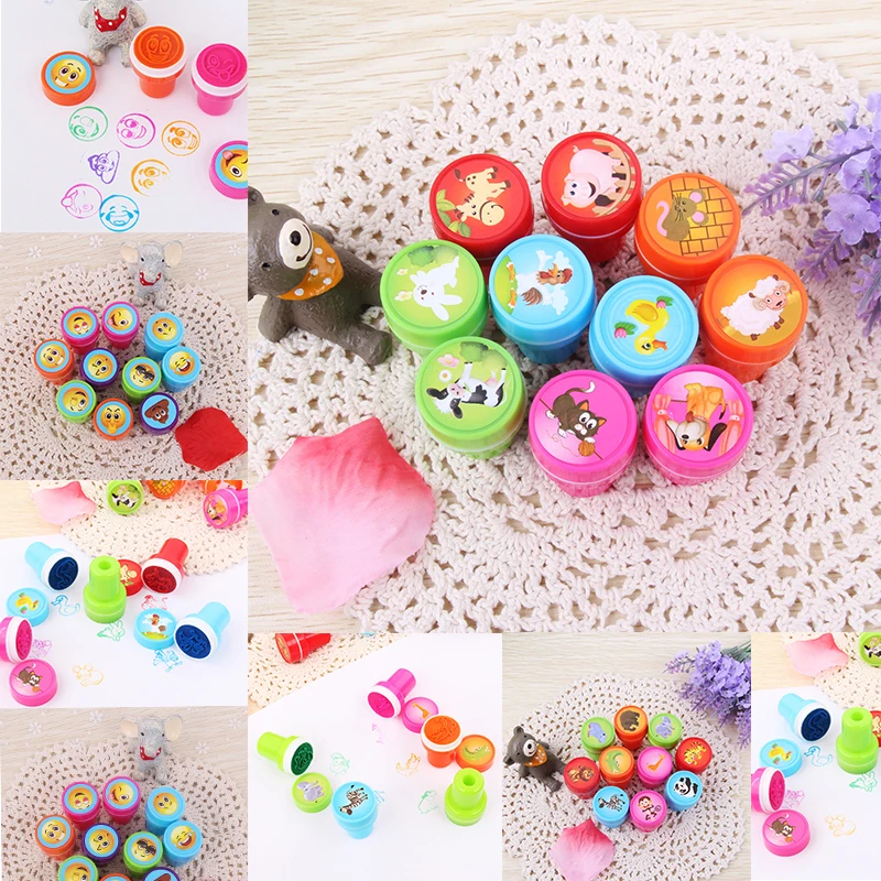 

10Pcs /Set Stamp Toys Cartoon Animal Stamps DIY Painting Tools Funny Early Education Puzzle Toy For Children Birthday Gift