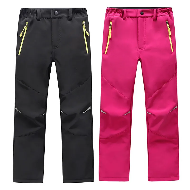 Kids' Winter Fleece Softshell Hiking Pants Children Outdoor Waterproof ...