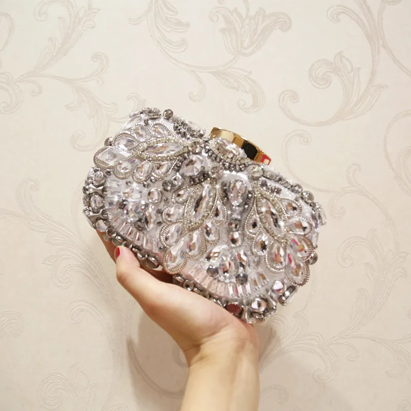 

Crystal Rhinestones Women Evening Clutch Bag Bridal Wedding Clutches Party Dinner Prom Chain Shoulder Handbag Purse