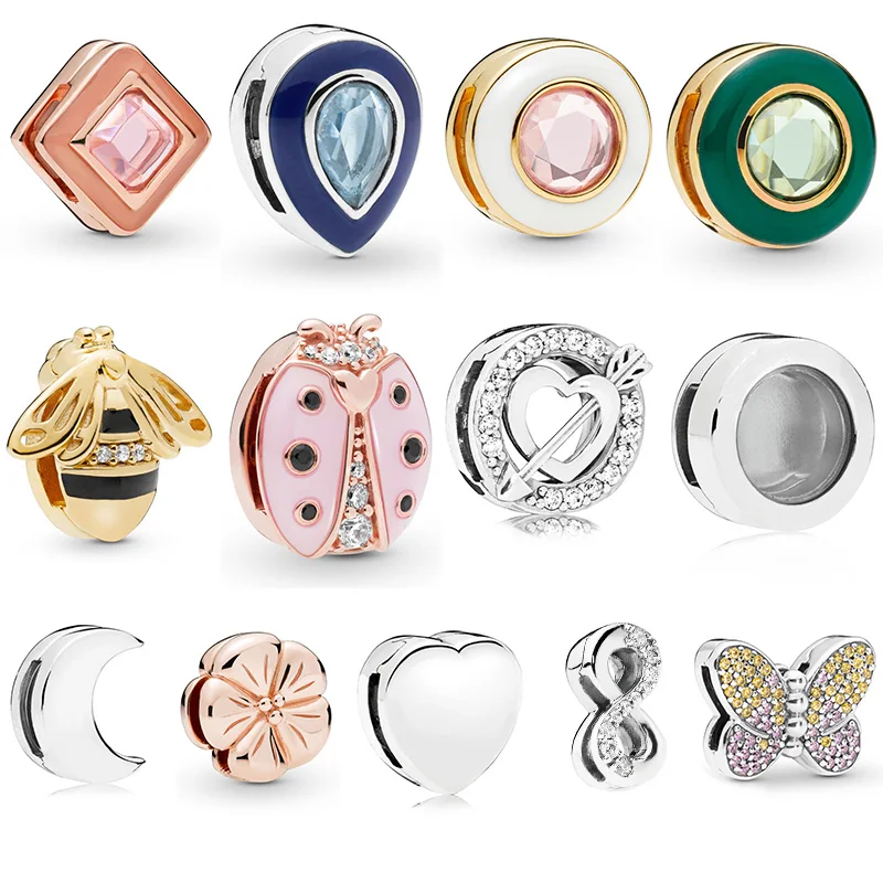 Rose Gold 925 Sterling Silver Reflections Clip Charms Bee Moon