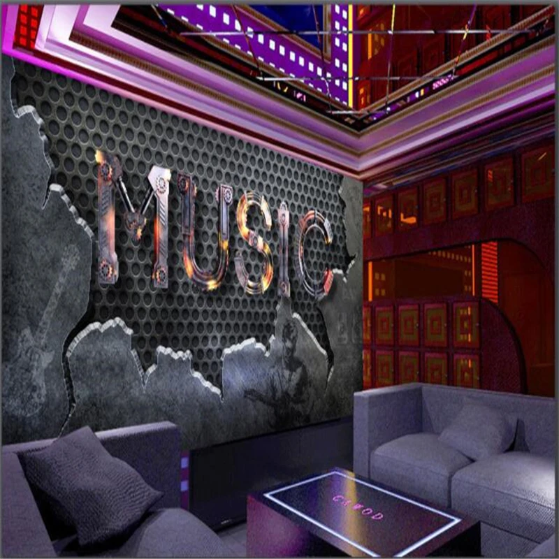 Télécharger gratuitement Images Beibehang Personnalise 3d Papier Peint 3d Alphabet Musique Bar Ktv le plus cool par