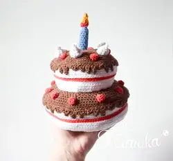 Крючком armigurumi игрушка-погремушка birthcake Номер модели 930