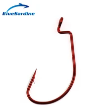 BlueSardine 50 шт. Красный Рыболовный крючок из углеродистой стали рыболовный крючок Мягкая приманка рыболовные Крючки снасти большие рыболовные крючки