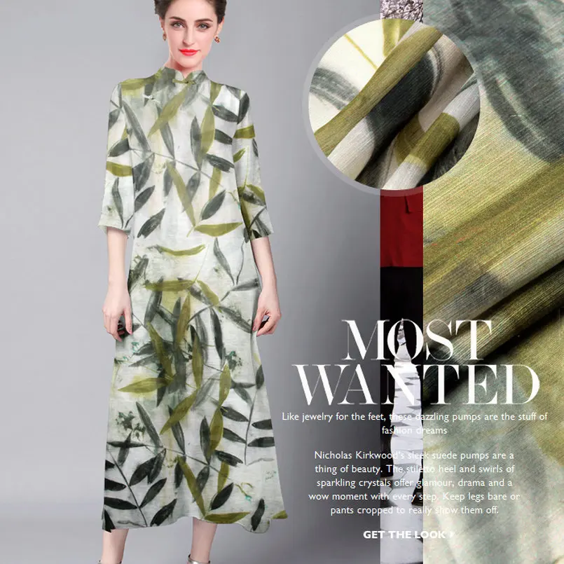 

Silk Linen Fabric new design fashion Digital Printed Silk linen dress