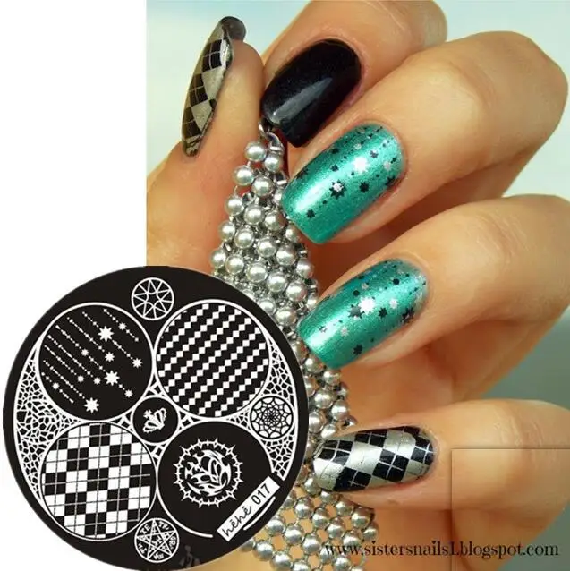 

Nail Art Stamp Stamping Plate Template Pentagram Crown Square Stamp Mesh Nail Art Template Image Plate hehe017