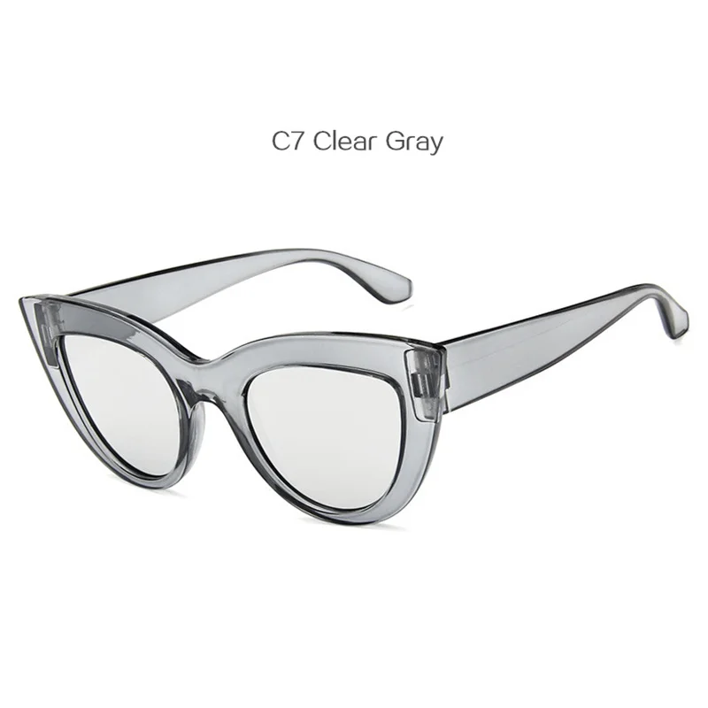 KUJUNY, Ретро стиль, кошачий глаз, солнцезащитные очки для женщин, фирменный дизайн, солнцезащитные очки, Ретро стиль, женские солнцезащитные очки, кошачий глаз, UV400, очки, очки - Цвет линз: C7 Clear Gray