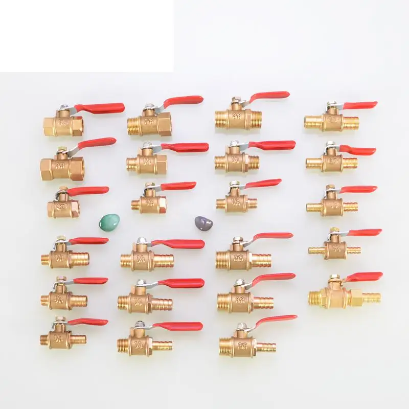 Copper Ball Valve 1/8" 1/4" 3/8" Pagoda Flexible Connection Inside And Outside thread Pneumatic Pump Small Red Han |