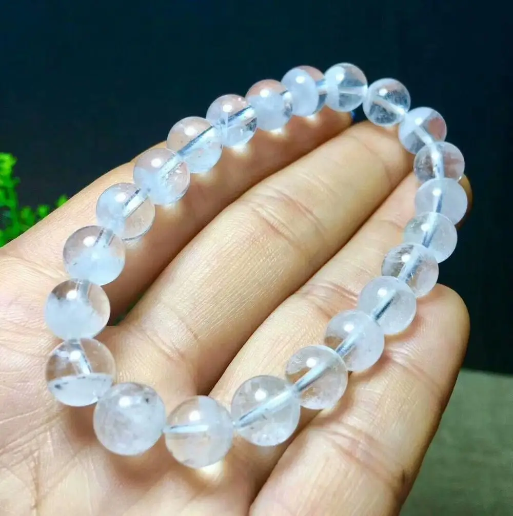 Natural Phantom Ghost Quartz Crystal Bracelet Gemstone 8mm Free Shippingin Bracelets & Bangles