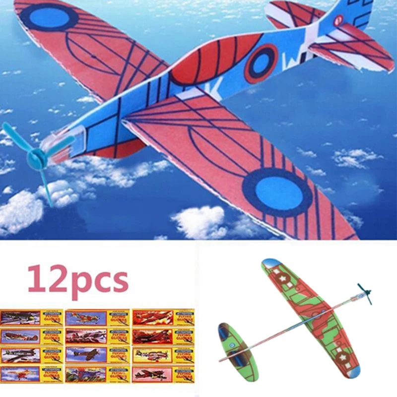

12Pcs DIY Hand Bag Made Fillers foam Glider of Plast Planes Toy Kids Children Flying Party Aircraft Toys Game Airplane Throw