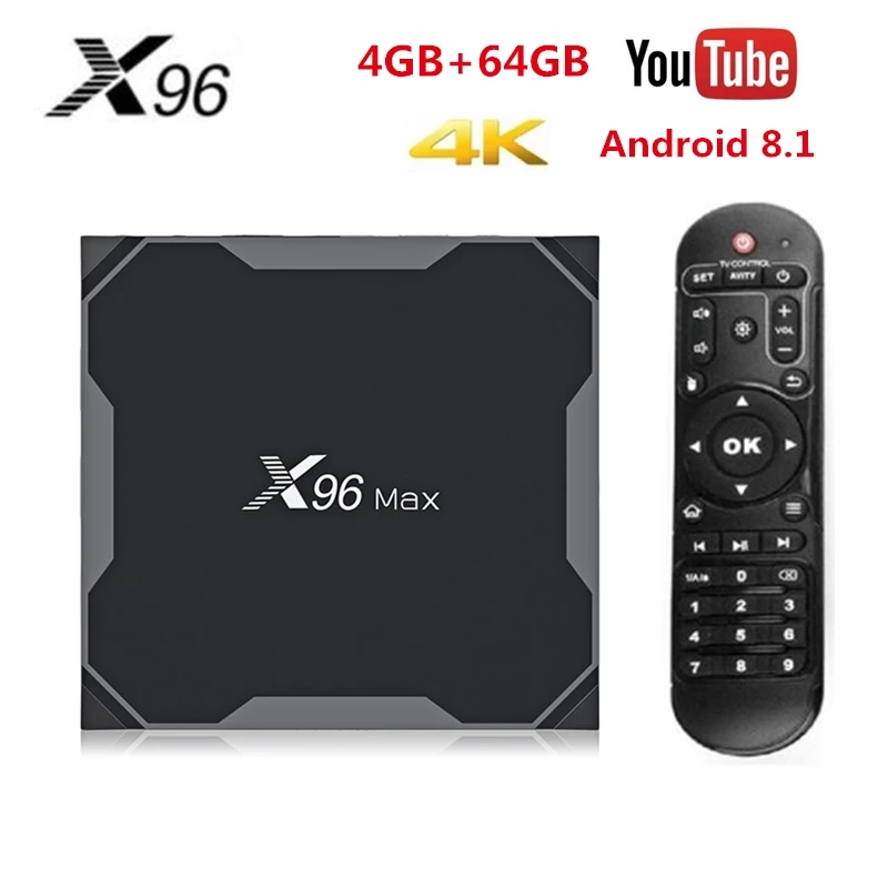 Новые X96 Max ТВ коробка Android 8 1 Amlogic S905X2 LPDDR4 4 ядра ГБ 64 2 г и 5 ГГц wi-Fi BT4 1000 м H.265 К