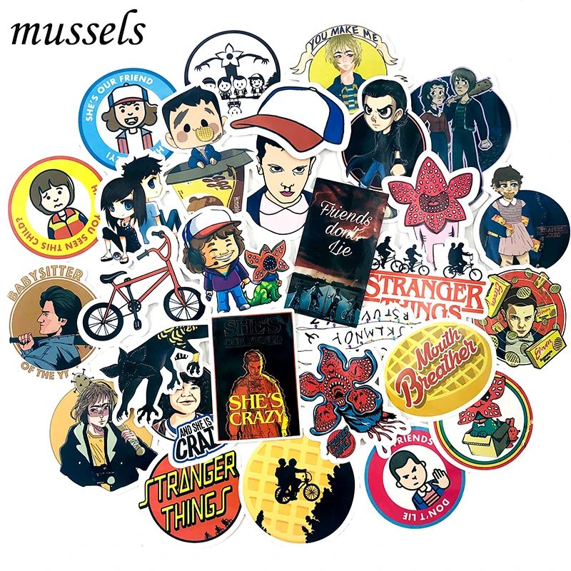 

30Pcs Handsome Stranger Things Sticker For Laptop Luggage Car Notebook PVC Waterproof Graffiti Stickers Car Styling