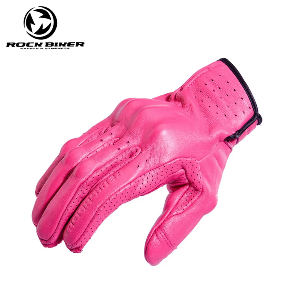 Buy Rock Biker Women Pink Leather Motorcycle Gloves