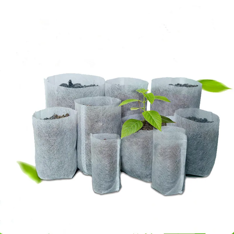 100 шт нетканые тканевые сумки для питомника горшки для выращивания рассады тканевые садовые мешки для питомника - Цвет: 7CMx8CM