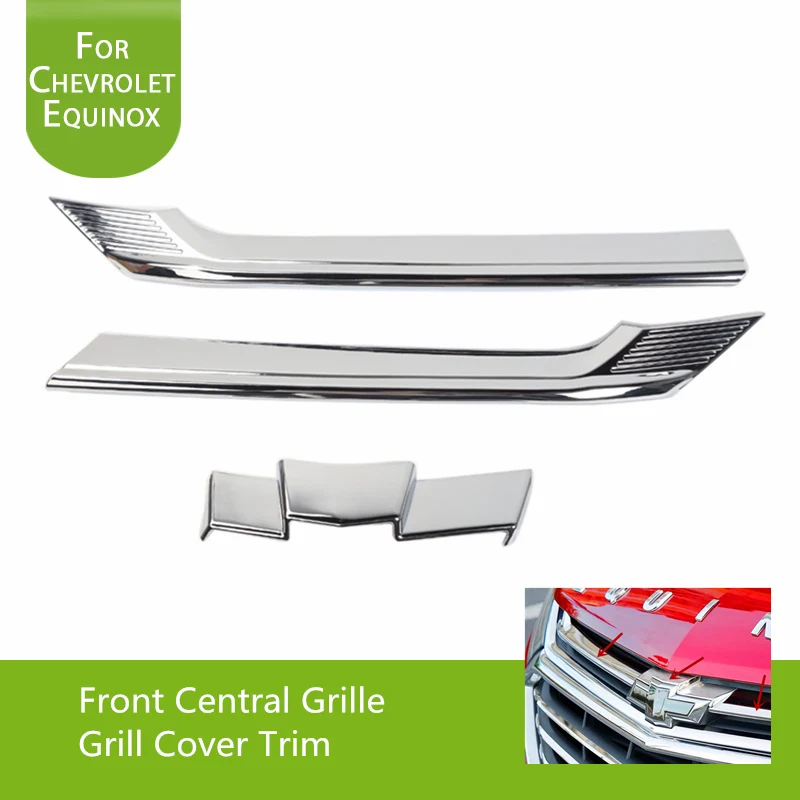 Chrome Red Front Central Grille Grill Cover Decoration Trim Kit 3PCS for Chevrolet Equinox Exterior Accessories Parts 2017 2018 Chrome Red Front Central Grille Grill Cover Decoration Trim Kit 3PCS for Chevrolet Equinox Exterior Accessories Parts 2017 2018