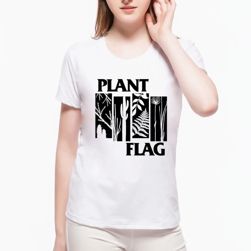 Plant Flag Black Print Design T-Shirt Succulent Cactus Graphic Tee Shirt harajuku summer tops for women 2018 camisas mujer L4-57 | Женская