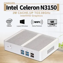 Безвентиляторный Intel N3150 Mini PC Windows 10 NUC barebone системы тонкий клиент настольный компьютер Celeron Quad-Core HD Graphics Wi-Fi