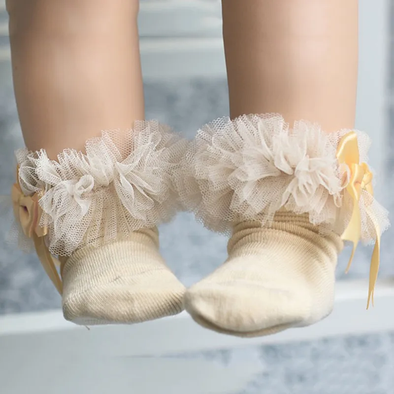 Детские короткие носки для девочек Дети Bowknot хлопковые носочки с завязками
