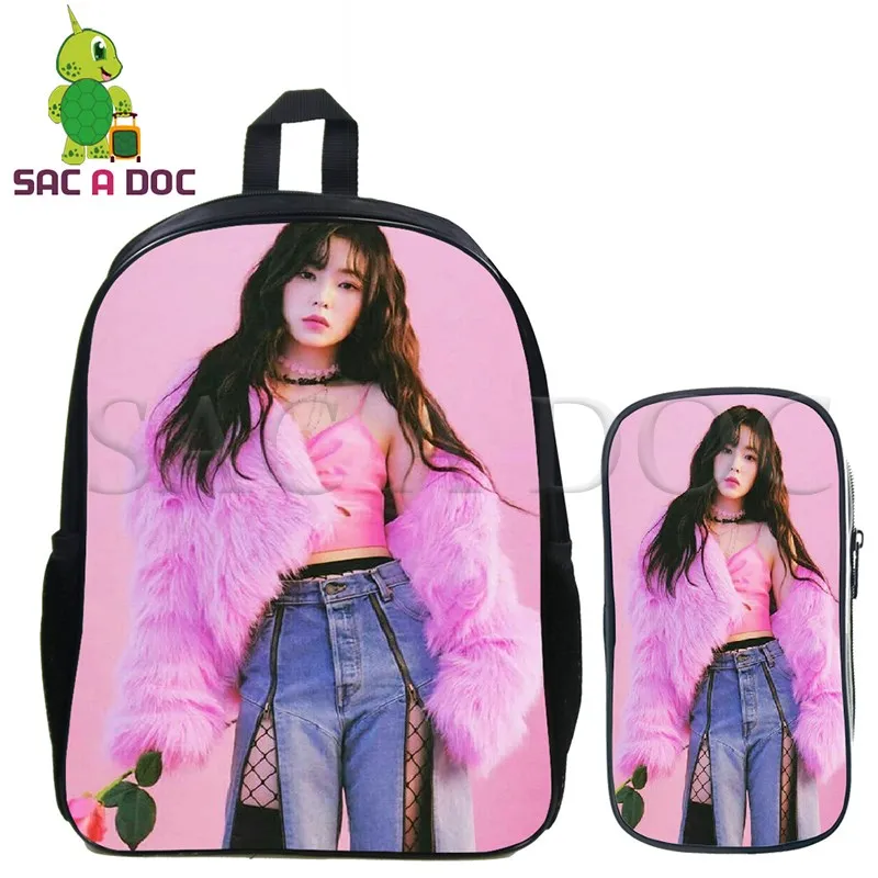 

Red Velvet 2 Pcs/set Daily Backpack Pencil Case School Bag for Teenage Boys Girls Joy /Yeri Fans Backpack Travel Shoulder Bags