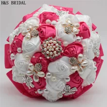 H& S свадебные Стразы Элегантные Свадебные цветы Свадебные букеты Искусственные Свадебные букеты розы жемчуг buque de noiva