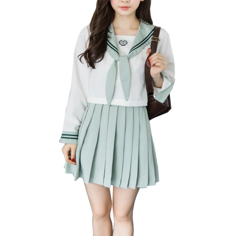 

school uniforms for girls Long sleeves japanese high school uniform set skirt girls Short sleeves korean school uniforms