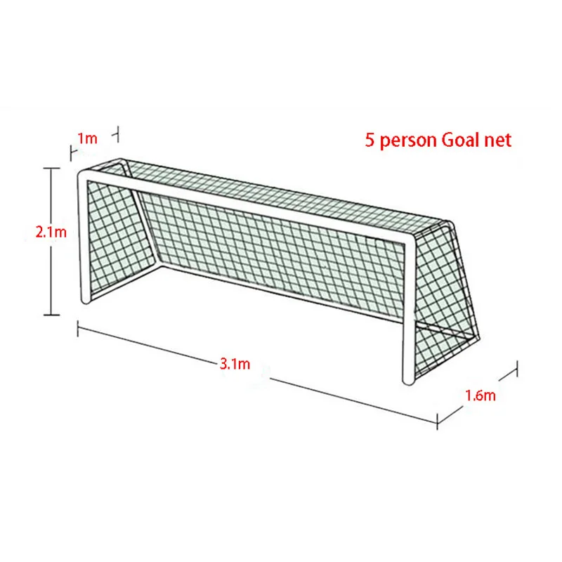 3M*2M PE Goal Net 5 Person Futbol Net Cotton Spandex Material Football Soccer Goal Net Post Nets Outdoor Sport Training Tool