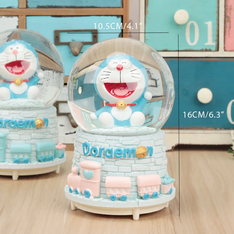 Мультфильм Doraemon освещает Кристальные снежинки шар музыкальная шкатулка из полимерного материала творческие новогодние подарки подарок на день рождения Домашний декор