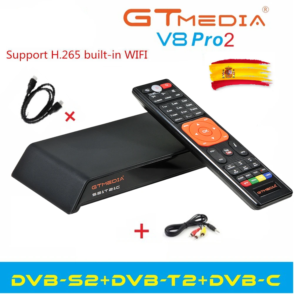 GTMedia V8 Gtmedia V8 pro2 H.265 Full HD DVB-S2 DVB-T2 DVB-C кабель спутниковый ресивер Встроенный Wi-Fi лучше, чем freesat v8 Голд