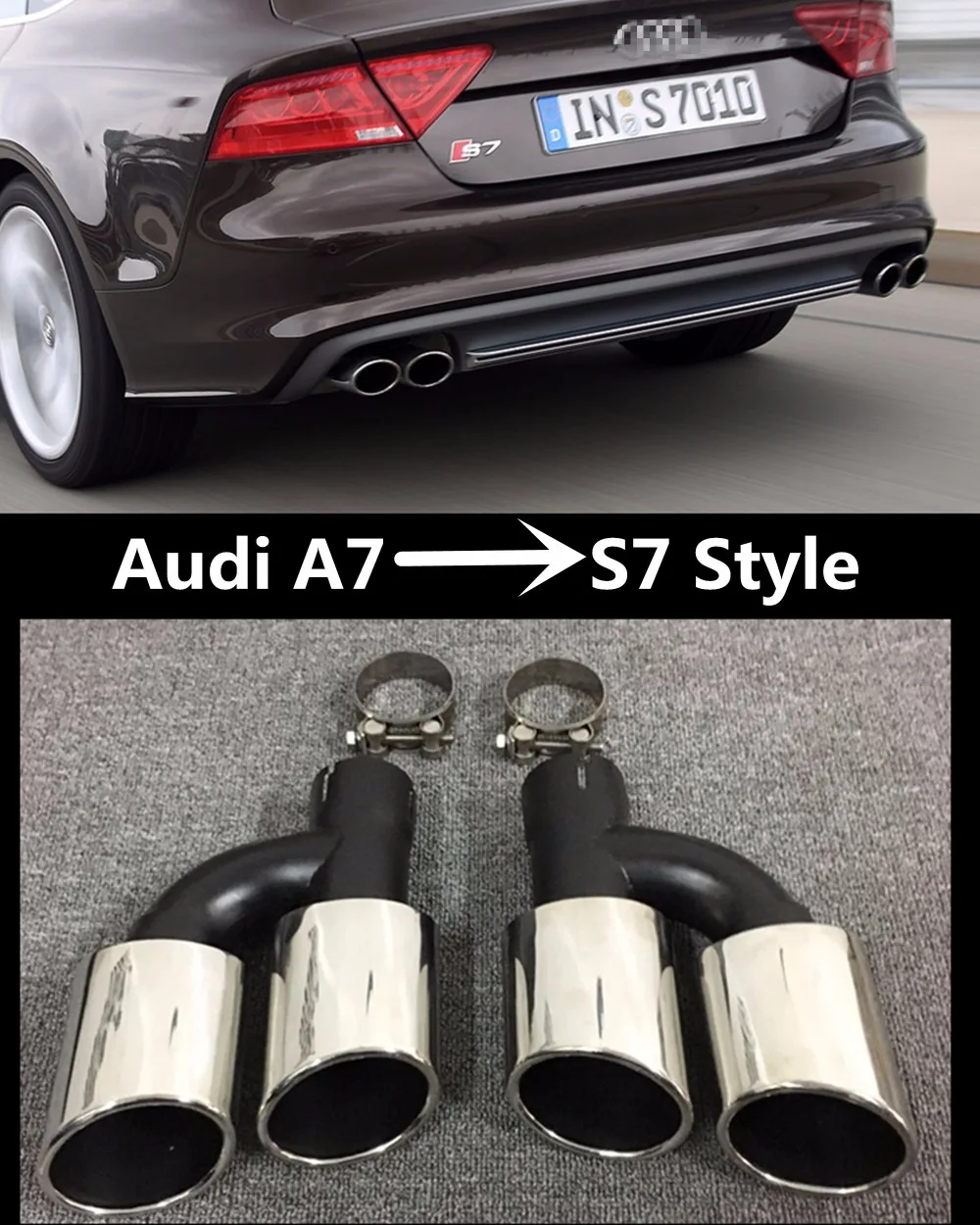 High quality Statinless steel Auto Car Exhaust Tips Muffler tip pipe for Audi A7 into S7 style 12-16 tail pipe car-styling one pair stainless steel exhaust tip auto car muffler end tips fit for mercedes benz w220 s500 s430 01 05
