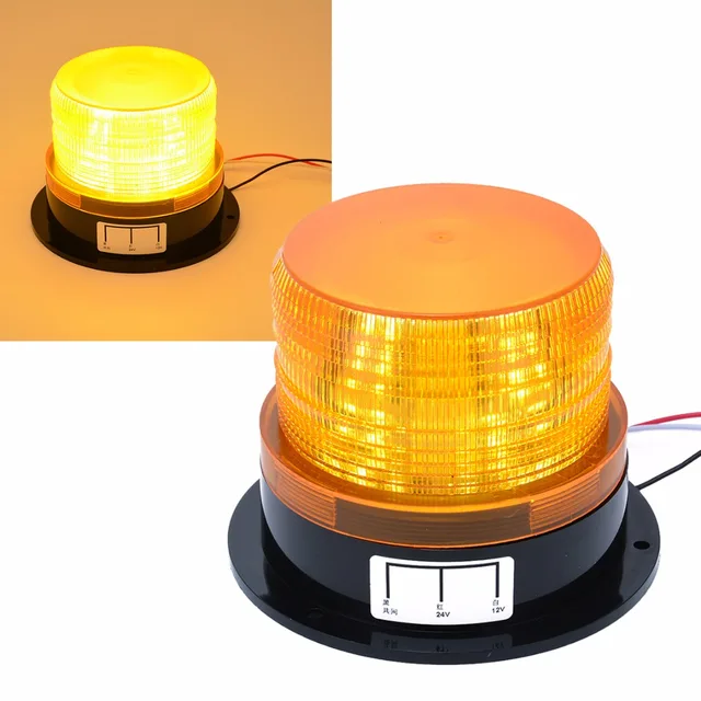 Car-styling 12V-24V Car LED Flashing Strobe Beacon Emergency Warning Alarm Flash Light Lamp Amber Common Car Truck Auto