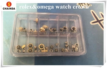 

Free Shipping 1 Set 24pcs Rlx/Omg Generic Watch Crowns and Tubes for Watch Repair
