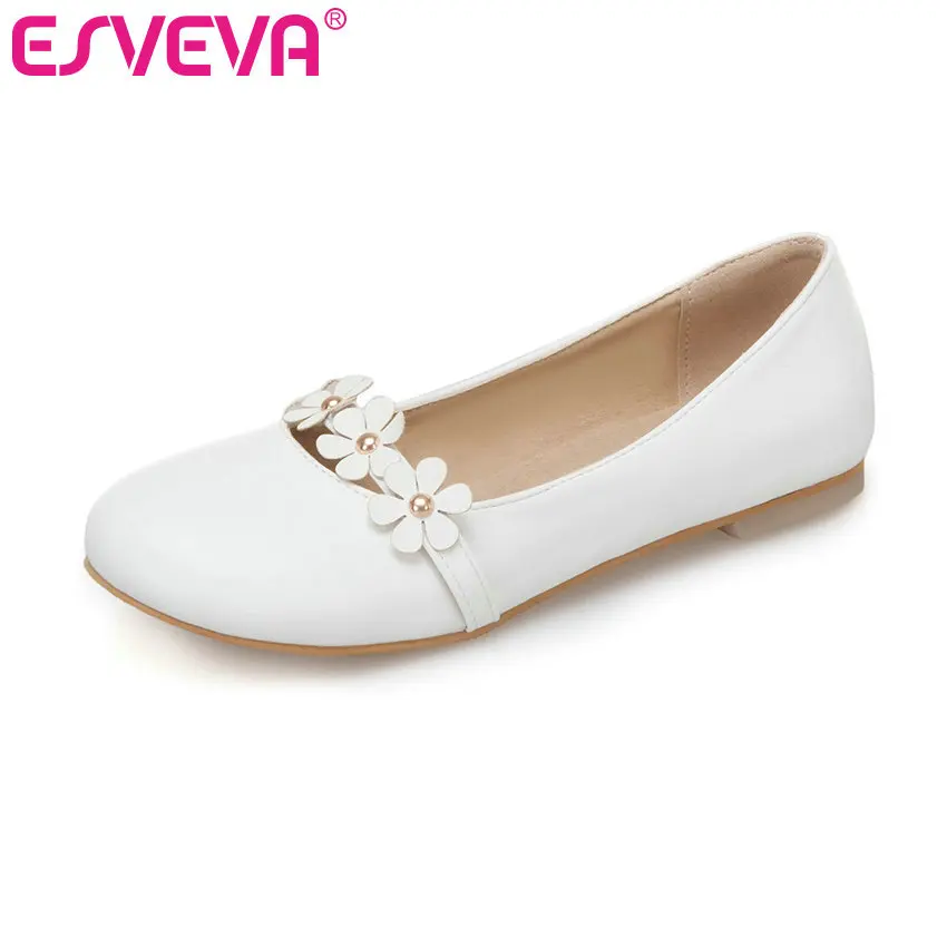 

ESVEVA 2019 Women Western Style Flat Shoes Spring Autumn Comfortable Pointed Toe Mixed Color Shallow Shoes Shallow Shoes 34-43