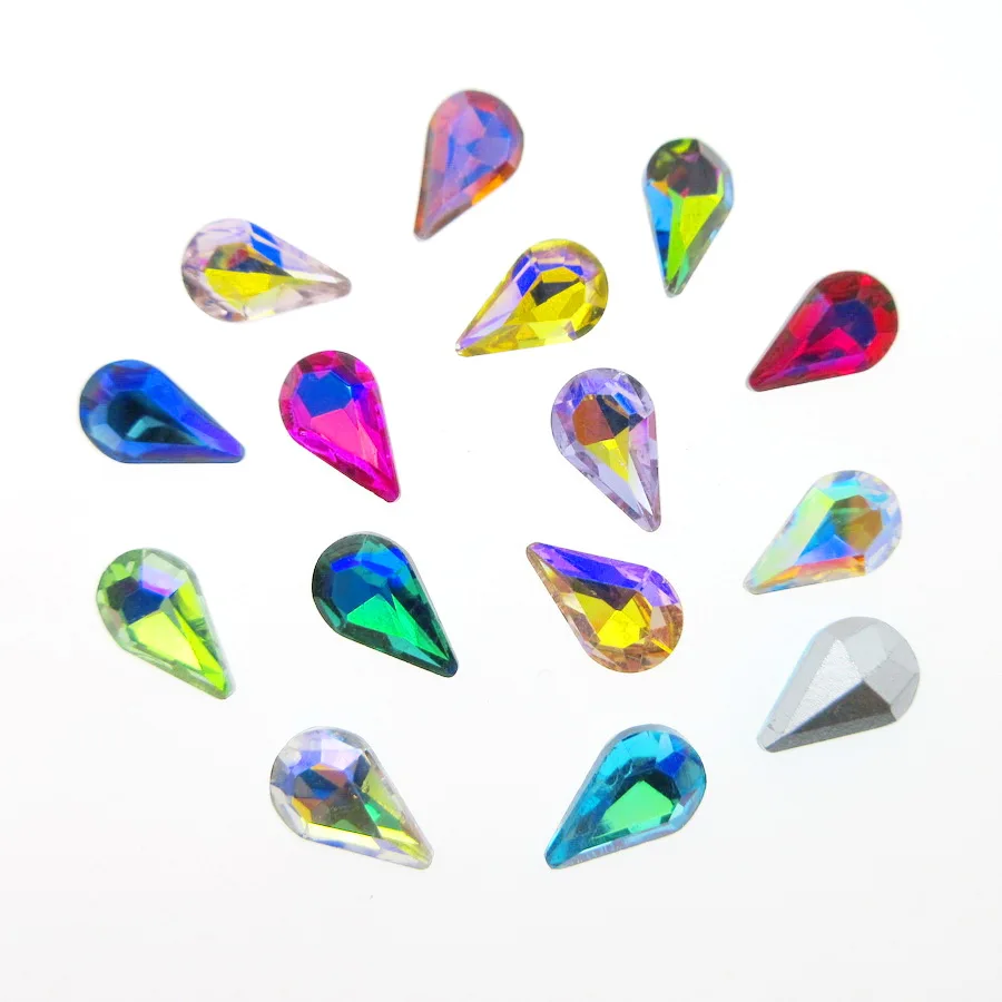 

AB Colors 6*10mm 8*13mm narrow waterdrop teardrop pear shape nice glass Crystal Glue on rhinestones beads Crafts diy accessories