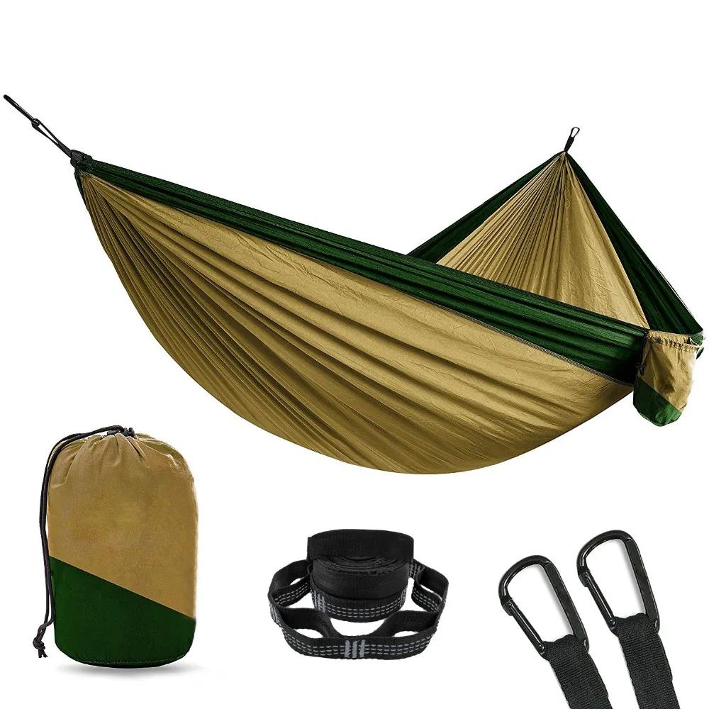 

Nylon Camping Hammock With 2pcs Tree Straps XL 10 Foot 2 Person Double Portable Heavy Duty Holds 700lb for Sitting Hanging Chair