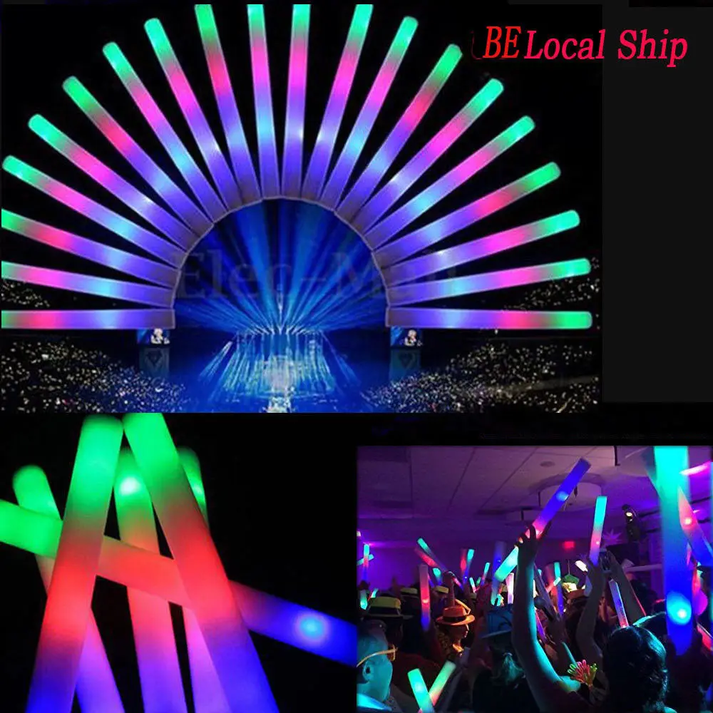 90PCSLot LED Foam Sticks Colorful Light-Up Glow Sticks Flashing Baton for Party Fluorescent Glow Rally Rave Party Festival (1)