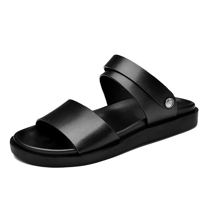 SUROM/мужские сандалии; Летняя обувь; мужские пляжные сандалии; брендовая мужская повседневная обувь; Вьетнамки; кроссовки из микрофибры; мужские шлепанцы - Цвет: S1730 black