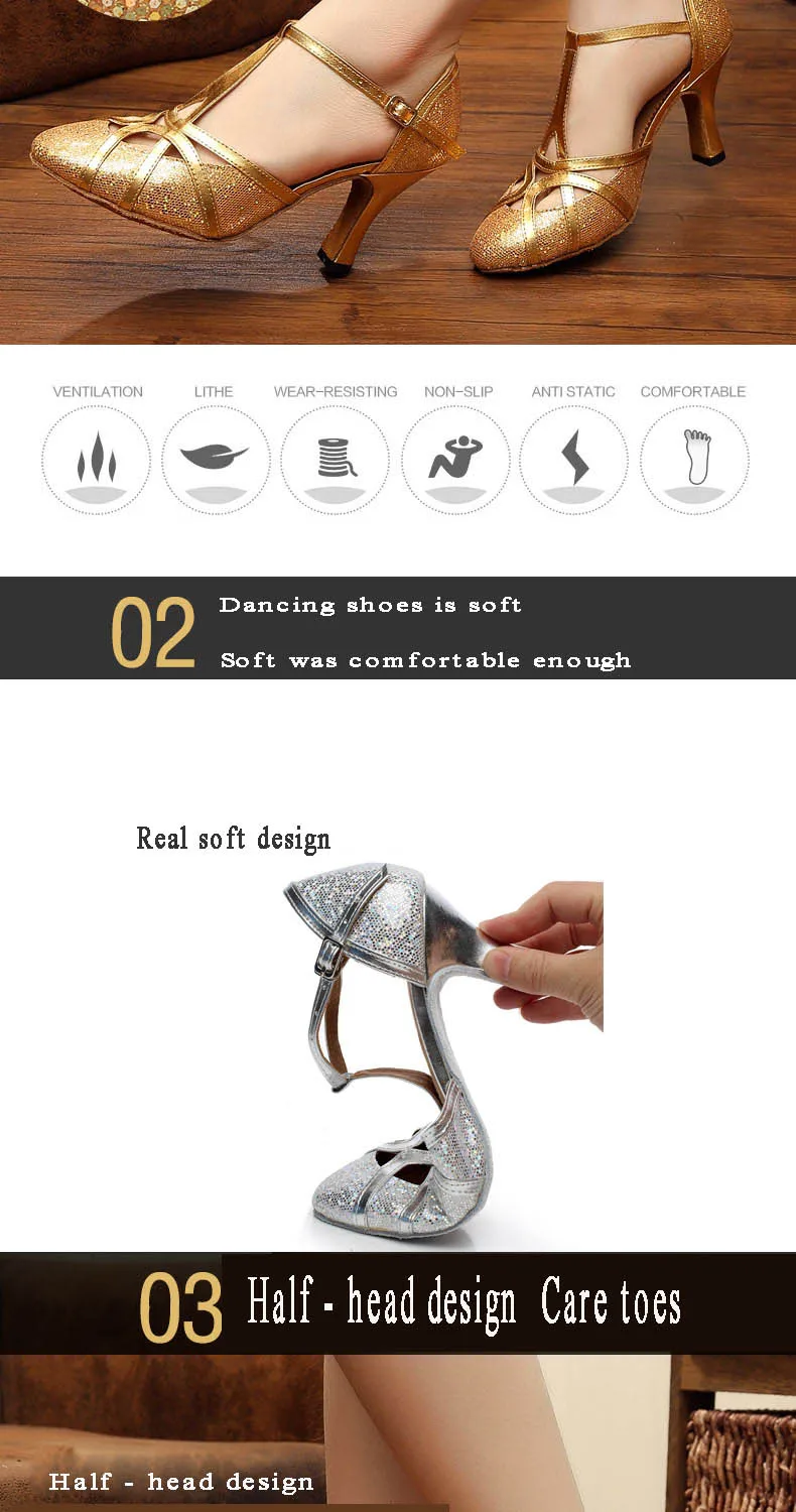 20161214_122051_012Professional Latin Dance Shoes Closed Toe PU Sequins 8cm Modern shoes for women Brand Upscale Flash Satin Adult Dancing Sneakers