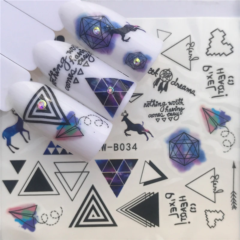 

Nail Art Designs Water Transfer Nails Sticker Dream Triangle Geometrical Figure Nail Wraps Manicure Fingernails Decal