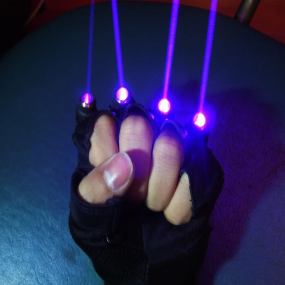 

Violet Blue Laser Gloves With 4pcs 405nm LED Stage Glove Glasses for DJ Club Party Show