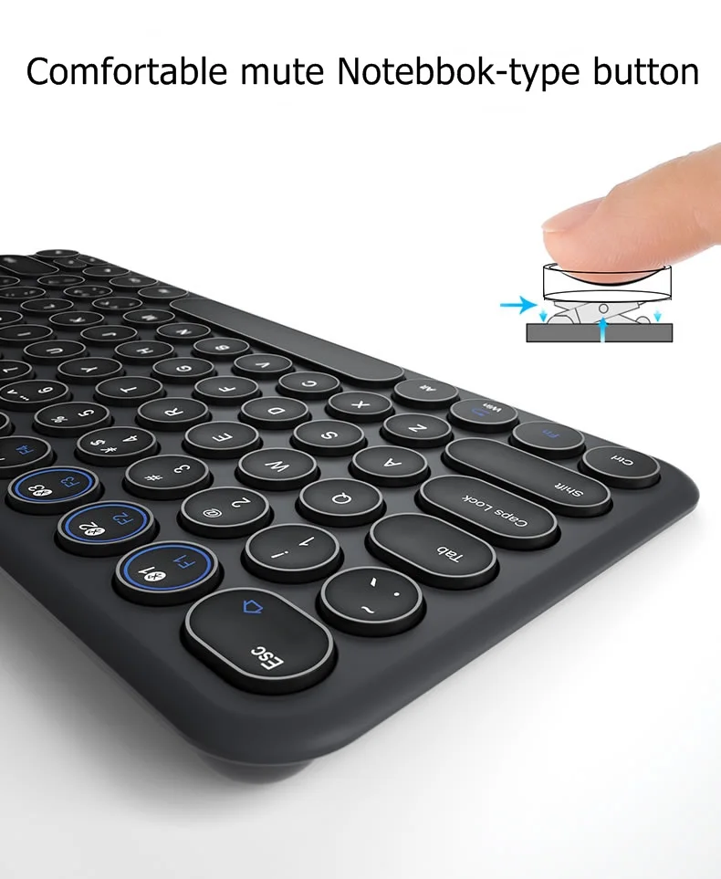 B O W HB098S мини ретро круглая крышка 78 ключ портативный Bluetooth беспроводная клавиатура Поддержка 3 устройств одновременно
