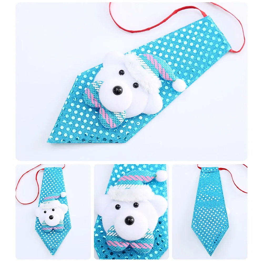 4pcs Christmas bows snowman decoration Christmas elk tie Santa Claus Child Adult dance party decoration Christmas ornaments  (8)
