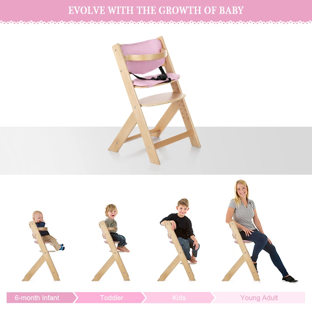 wooden high chair adjustable height