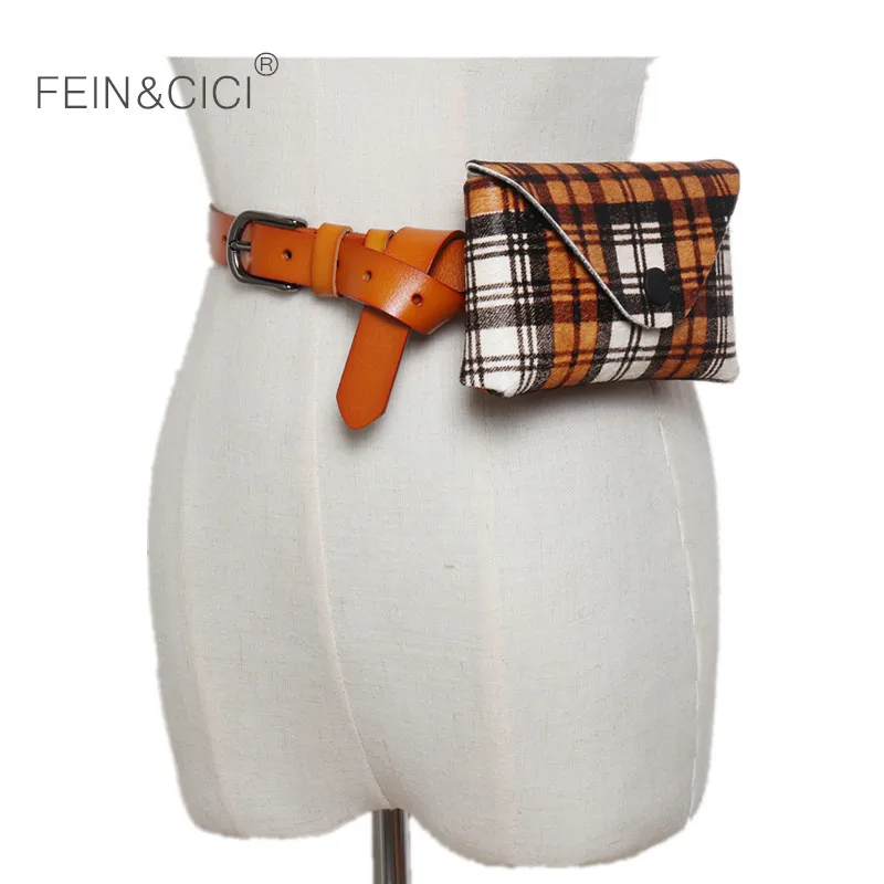 

Fanny Pack fur belt bag animal print genuine leather plaid waist bag women luxury brand 2018 fall winter hight quality wholesale