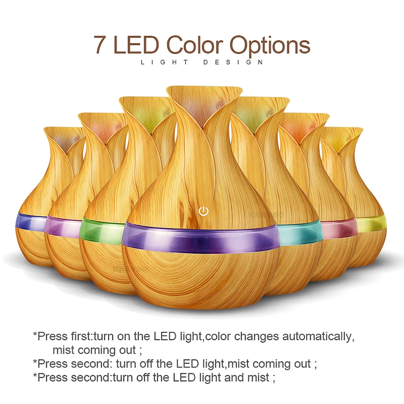 

300ml USB electric Aroma Essential Oil Diffuser Ultrasonic Air Humidifier Wood Grain LED Lights aroma diffuser for home H