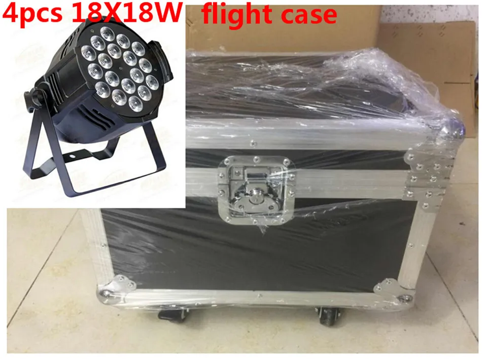 

4 pz 18x18 W LED Par Luci con 1 flight case rgbwa uv 6in1 led par luce