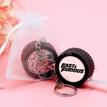 

party favor gift Fast & Furious wheel measuring tape and keychain baby shower Party souvenir 80pcs/lot