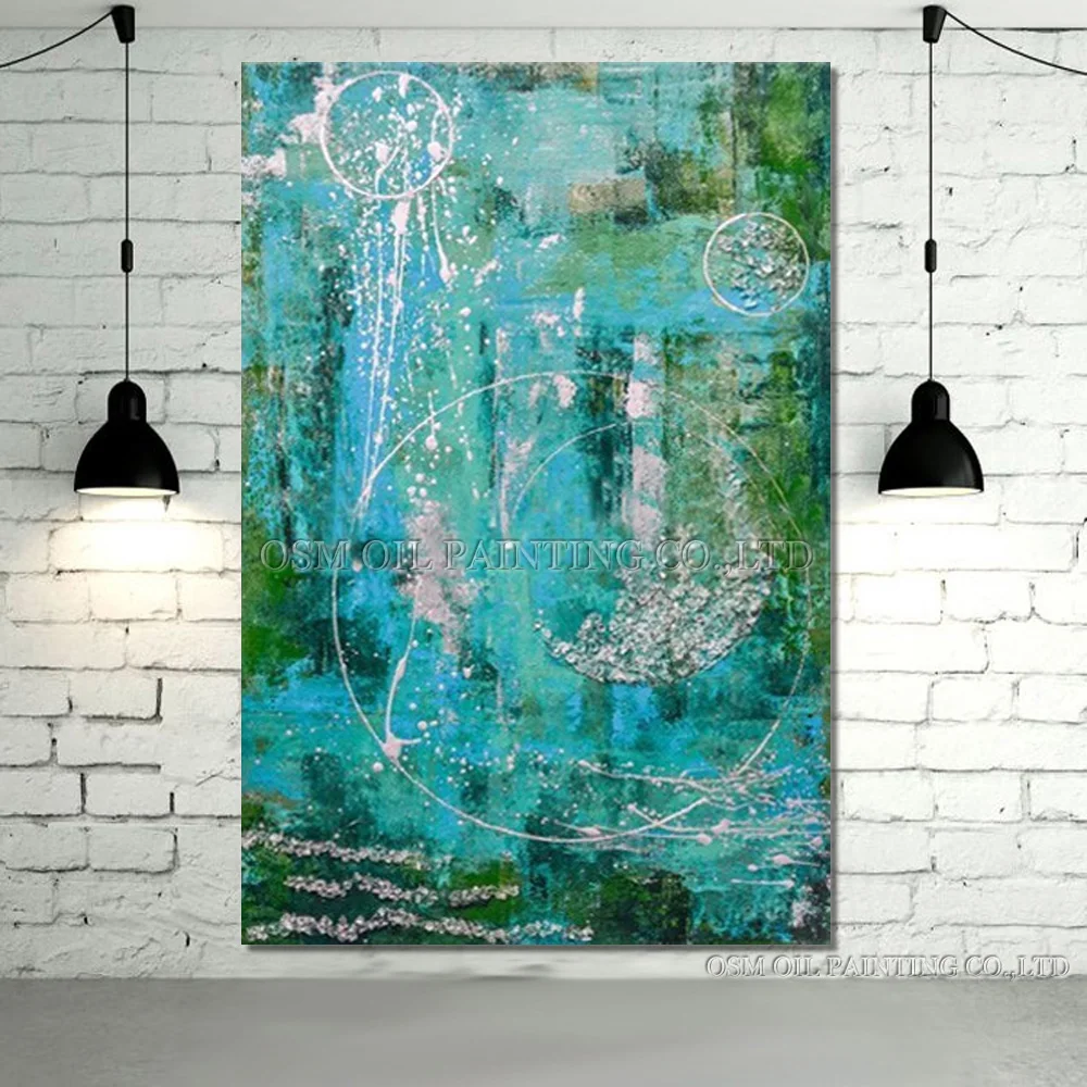 Artist Handmade High Quality Abstract Jade Color Oil Painting On Canvas