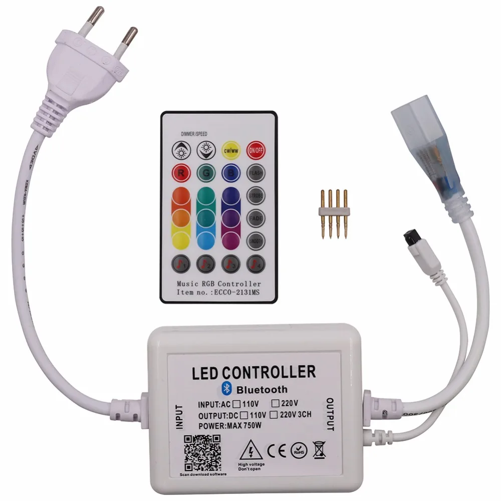 220V 110V IOS/Android APP Bluetooth music RGB led Controller DIY BT with 24key IR remote controller 750W 8mm/10mm PCB connector 220V 110V IOS/Android APP Bluetooth music RGB led Controller DIY BT with 24key IR remote controller 750W 8mm/10mm PCB connector