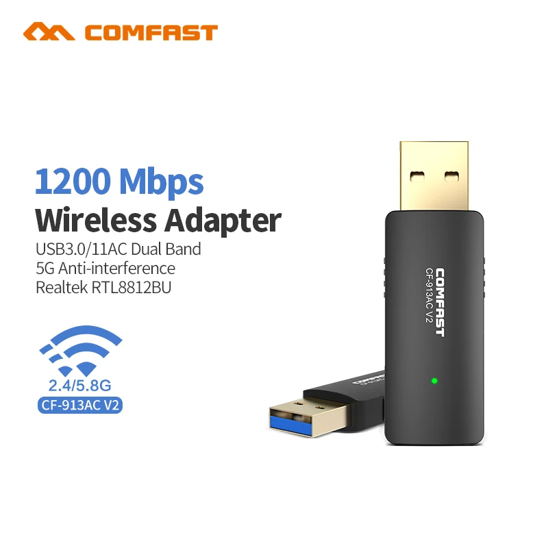 Comfast 1200 Мбит/с двухдиапазонный беспроводной USB3.0 Wifi ключ адаптер 802.11a/g/n/ac антенна AC1200 Беспроводная сетевая Lan Карта CF-913ACV2