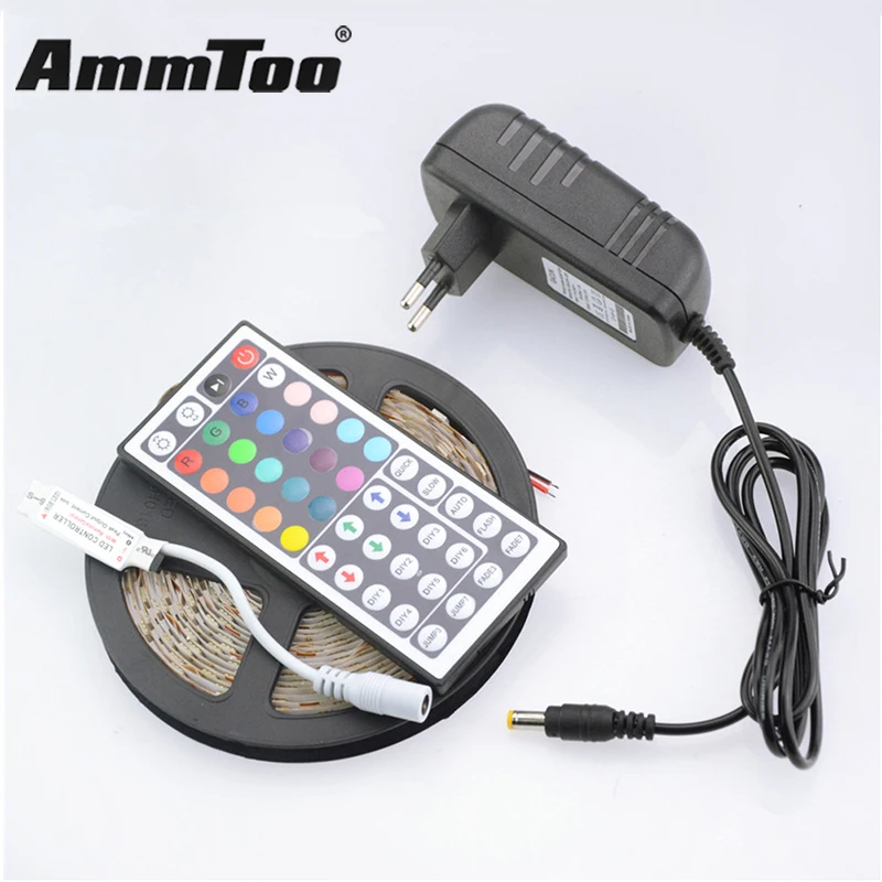 

IP20 5050 LED Strip Light 5M 60Led/M DC 12V Led Flexible Stripe Diode Tape / 3A Power Supply Adapter EU US Plug LED Lamps